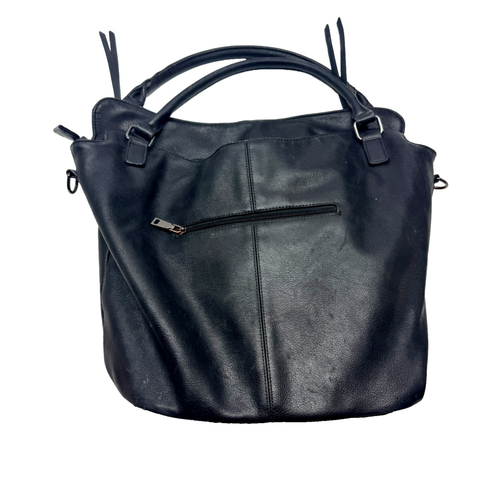REALER Black Shoulder Bag with Zipper Accent, Double Handles, Women's Rectangle